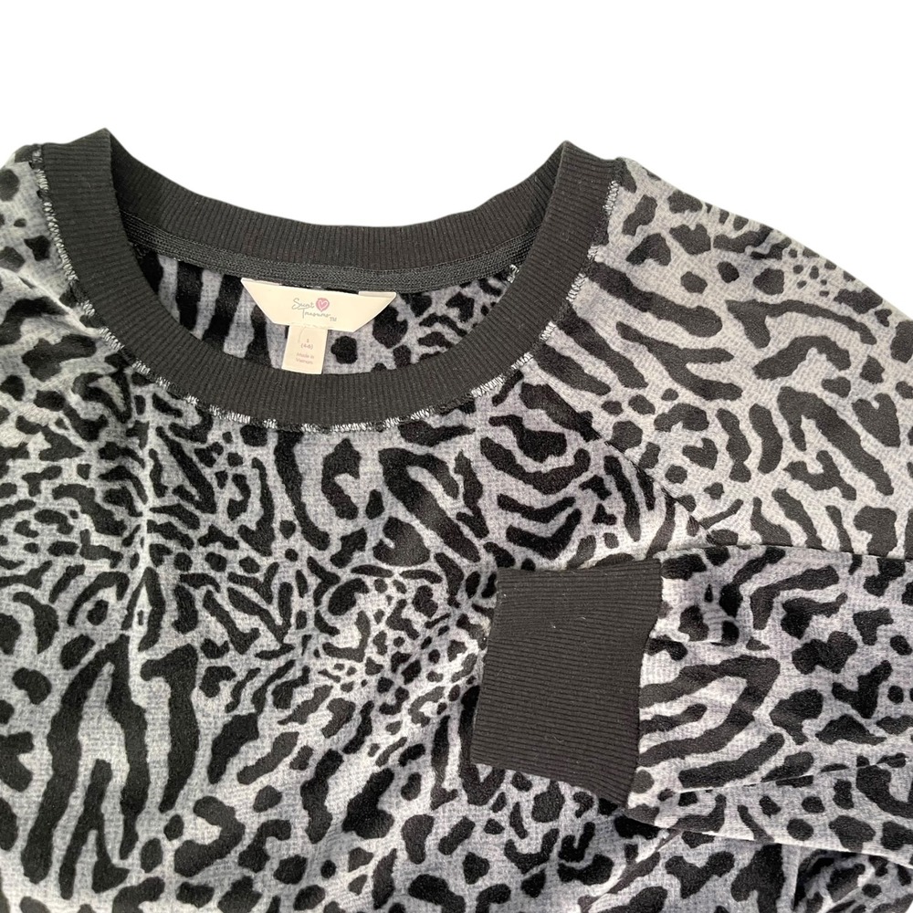 Secret Treasures S 4-6 Grey Leopard Print Long Sleeve Pullover Sweatshirt Cozy‎